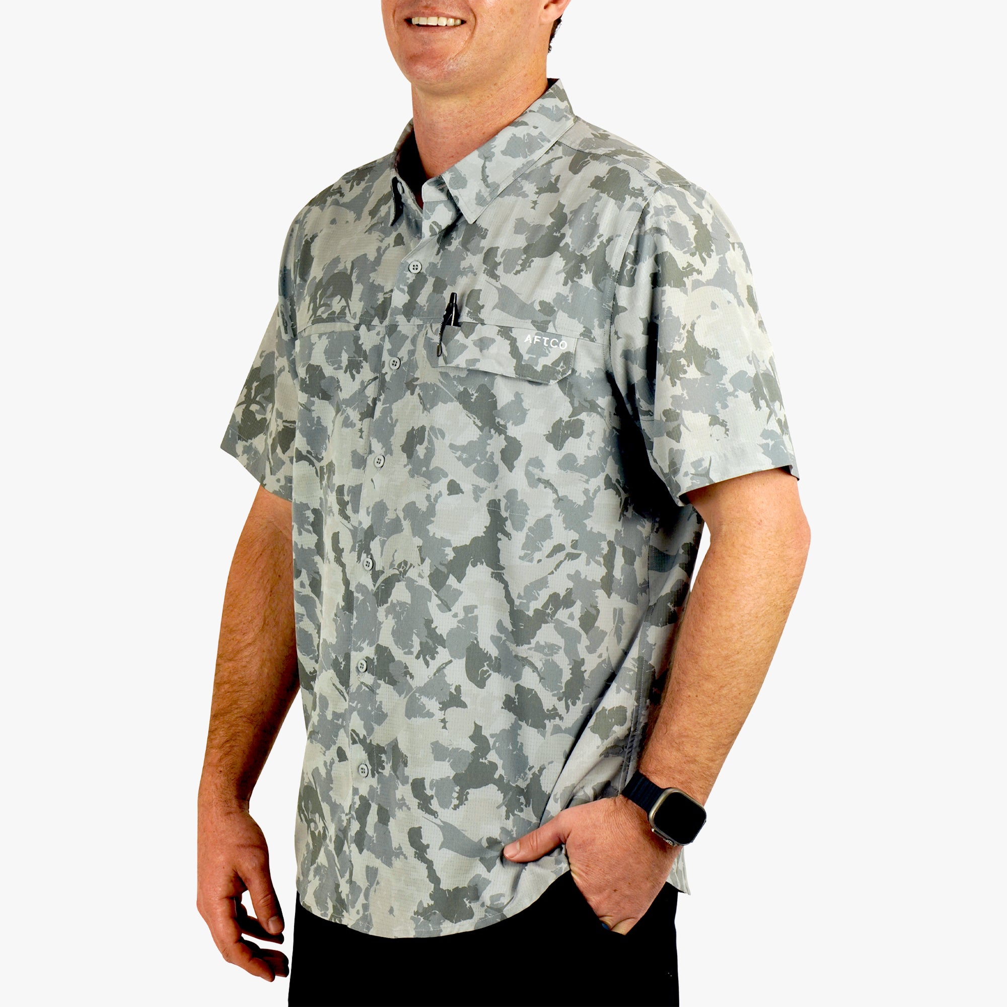 Air-O Mesh Printed SS Button Down Shirt - Image 4