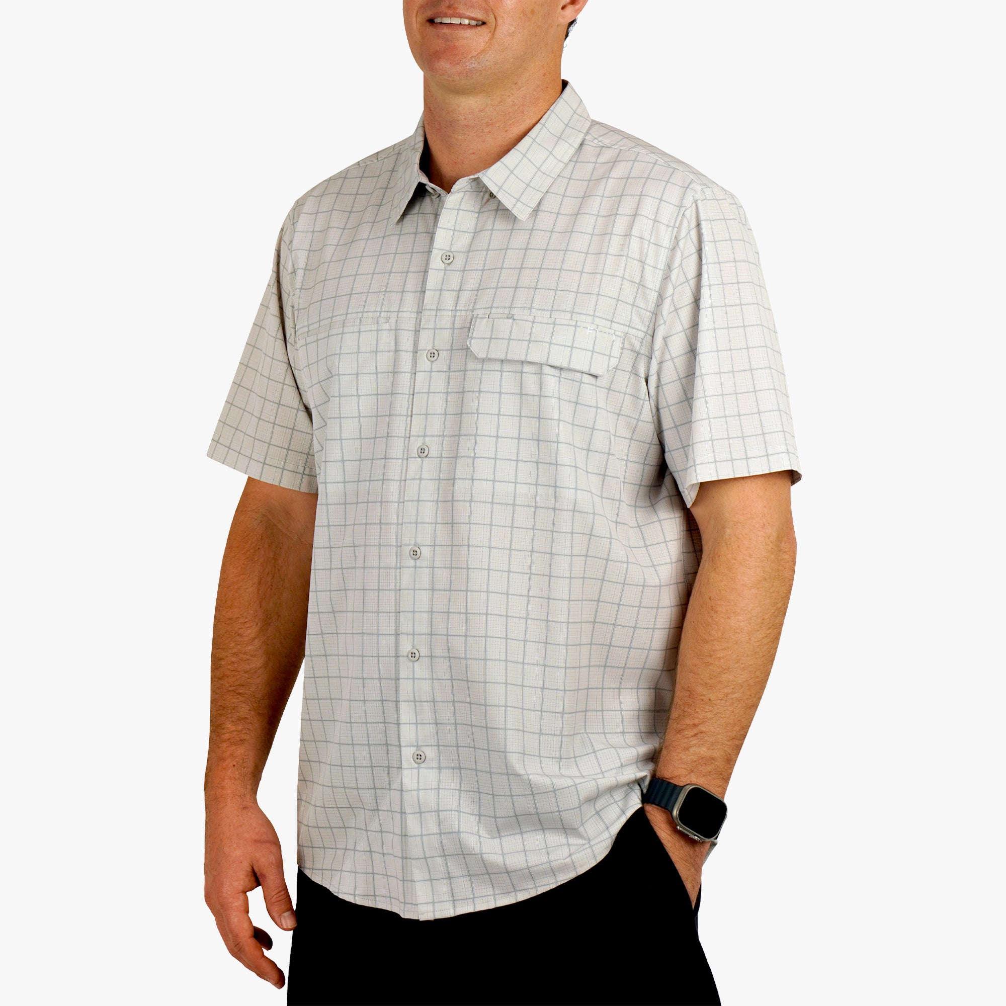Air-O Mesh Printed SS Button Down Shirt - Image 10
