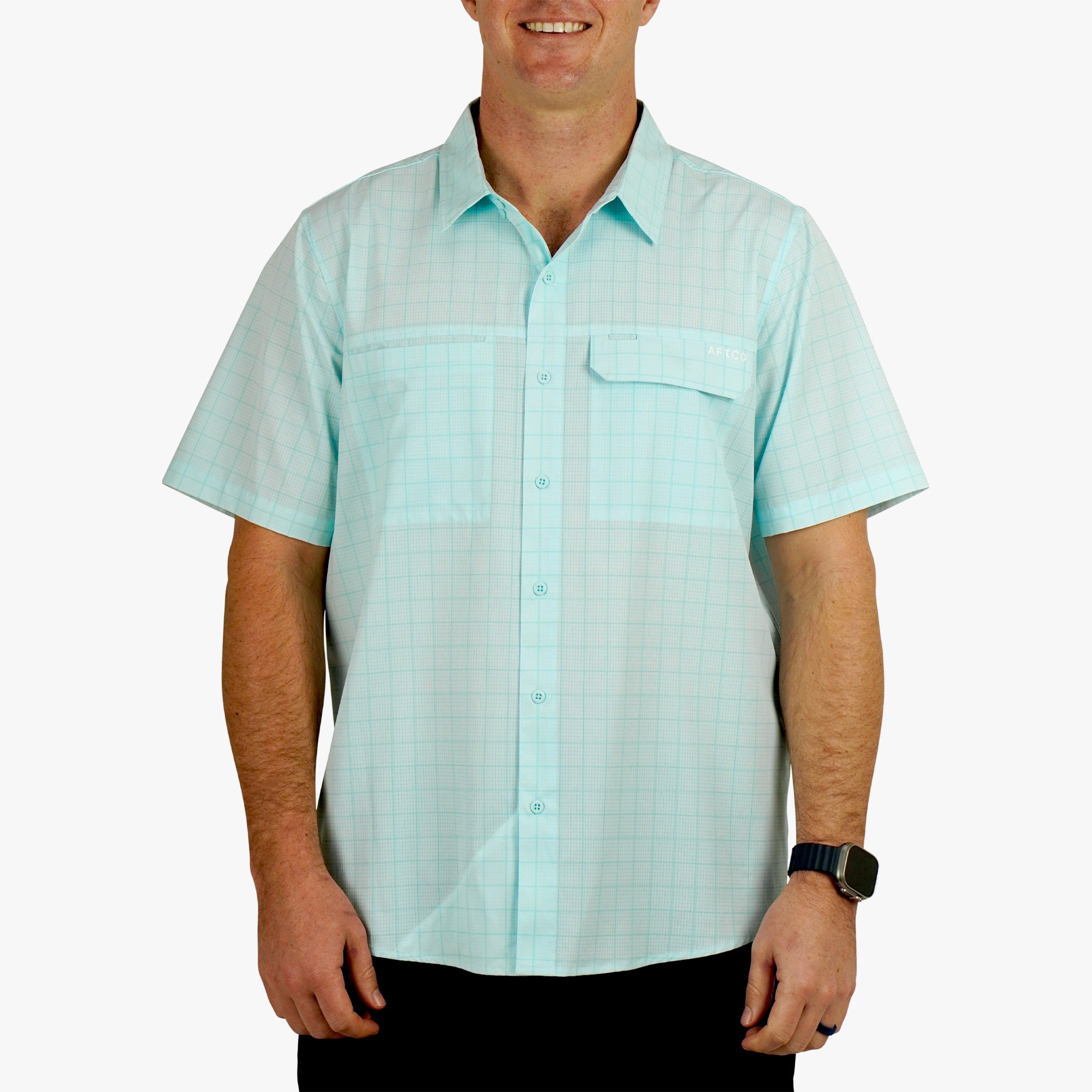 Air-O Mesh Printed SS Button Down Shirt - Image 7