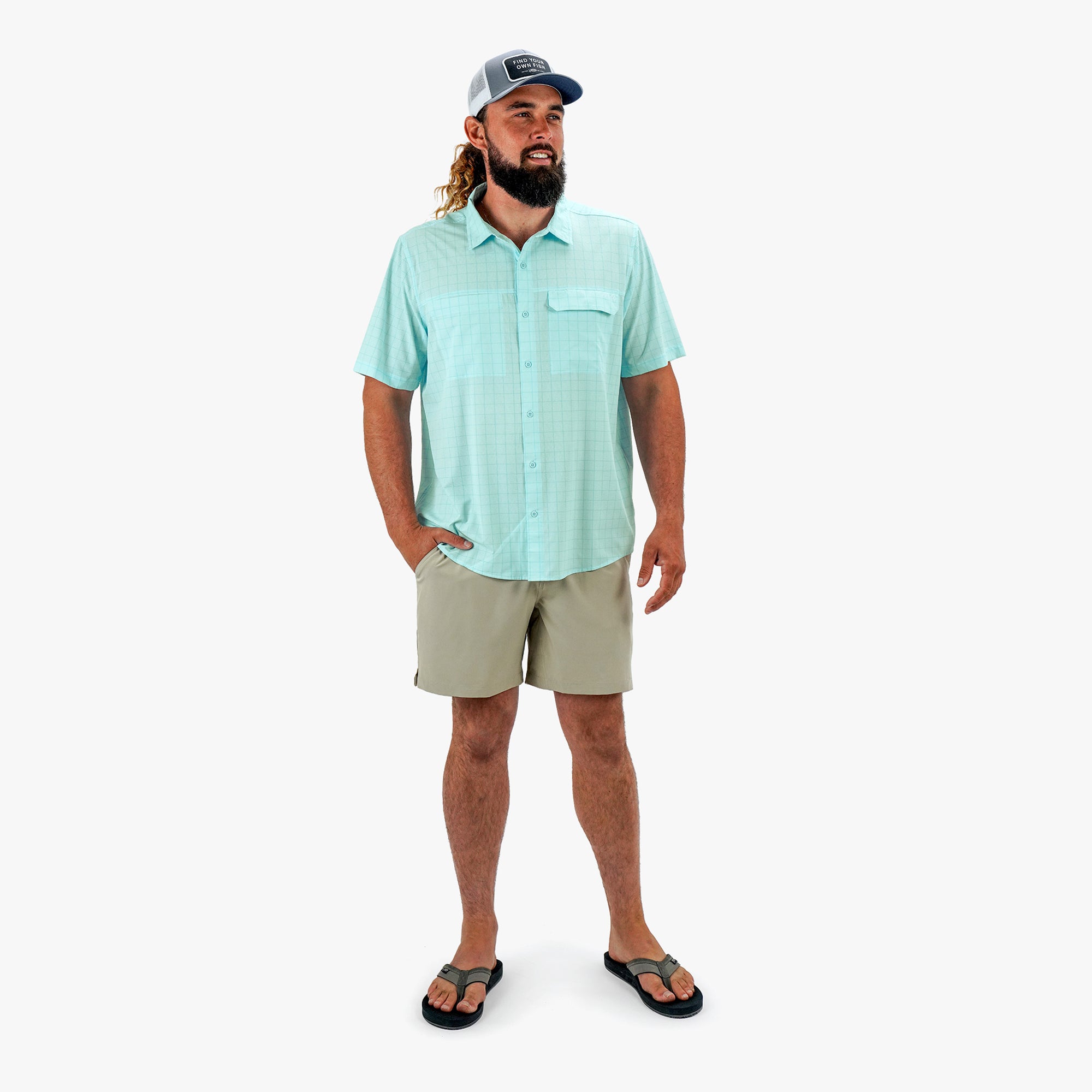 Air-O Mesh Printed SS Button Down Shirt - Image 12