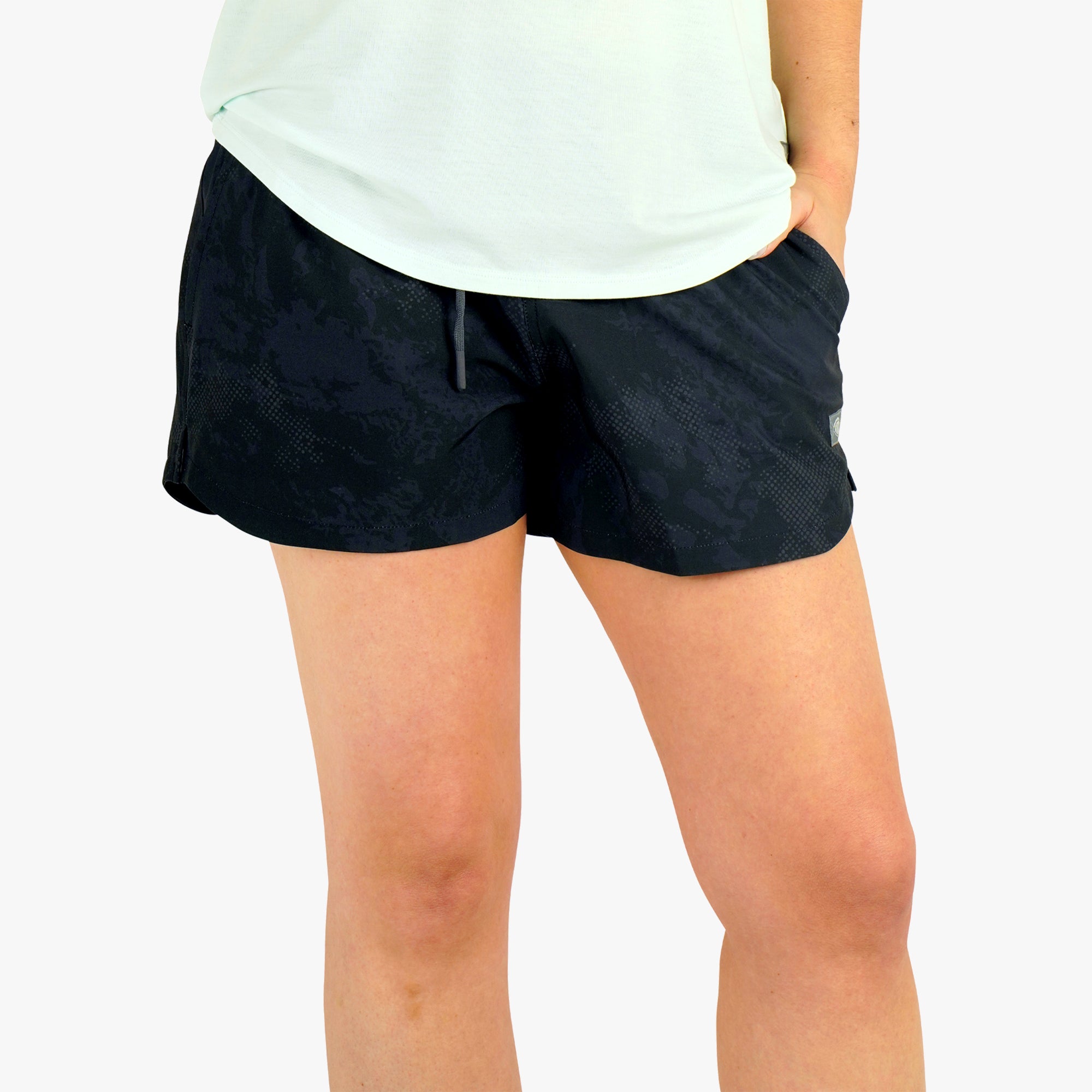 Women's Printed Strike Shorts | Black Storm Camo - Image 2