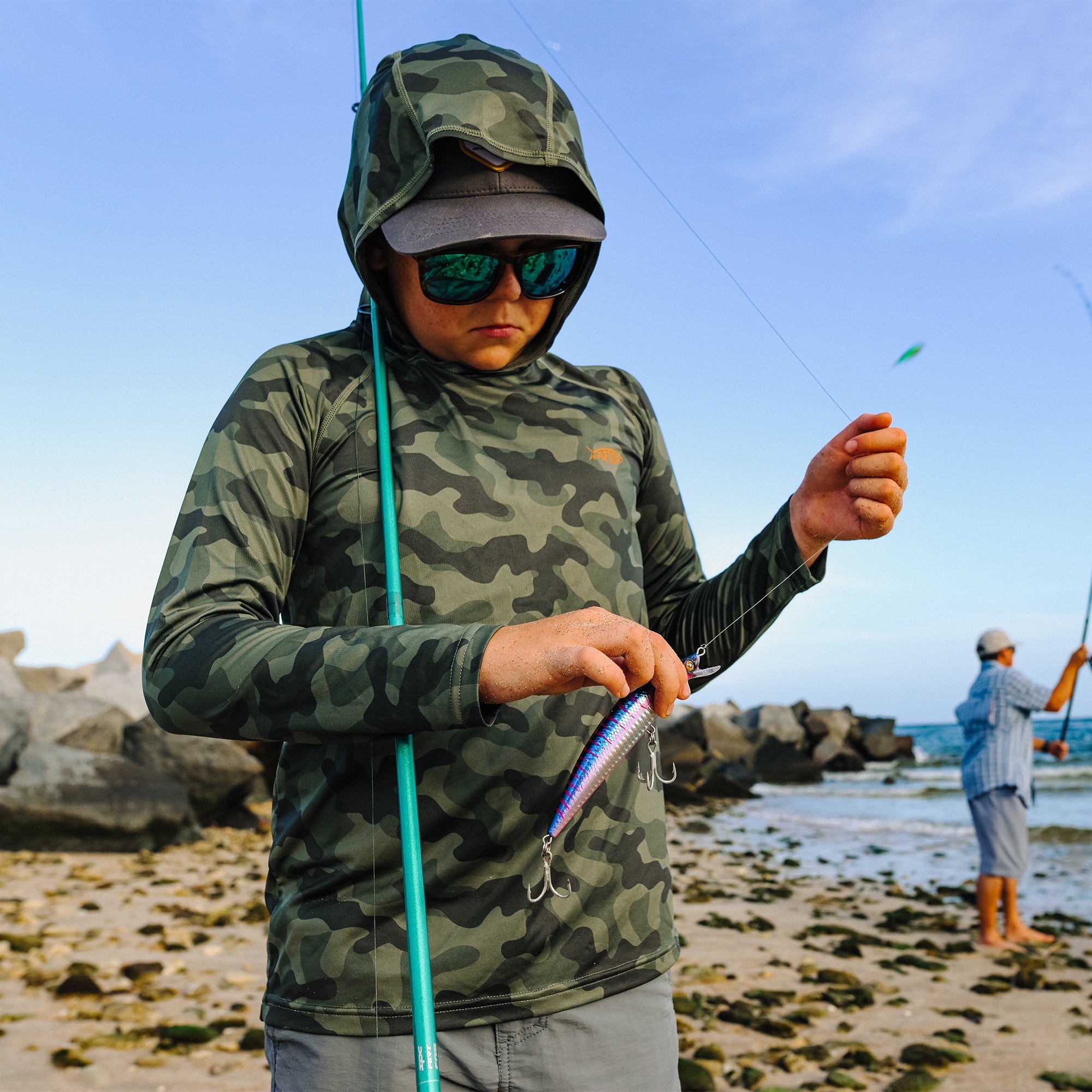 Youth Tactical Camo Hooded LS Performance Shirt - Image 6